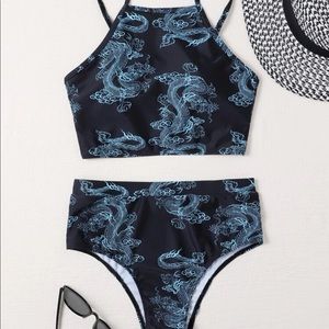 Dragon print bikini swimsuit